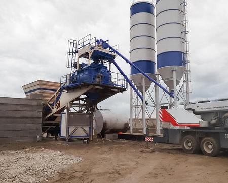 მოძრავი 120 კუბიანი ბეტონის დამამზადებელი ქარხანა